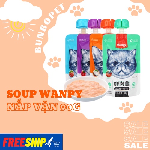 Soup thưởng cho mèo wanpy nắp vặn 90g - súp thưởng cho mèo nắp vặn tiện lợi