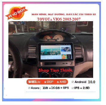 [TẶNG PM VIETMAP S2]Bộ màn hình theo xe TOYOTA VIOS các đời 2003 2004 2005 2006 2007, màn hình dùng sim 4G hoặc kết nối wifi Tặng kèm mặt dưỡng + Tặng zắc zin theo xe.