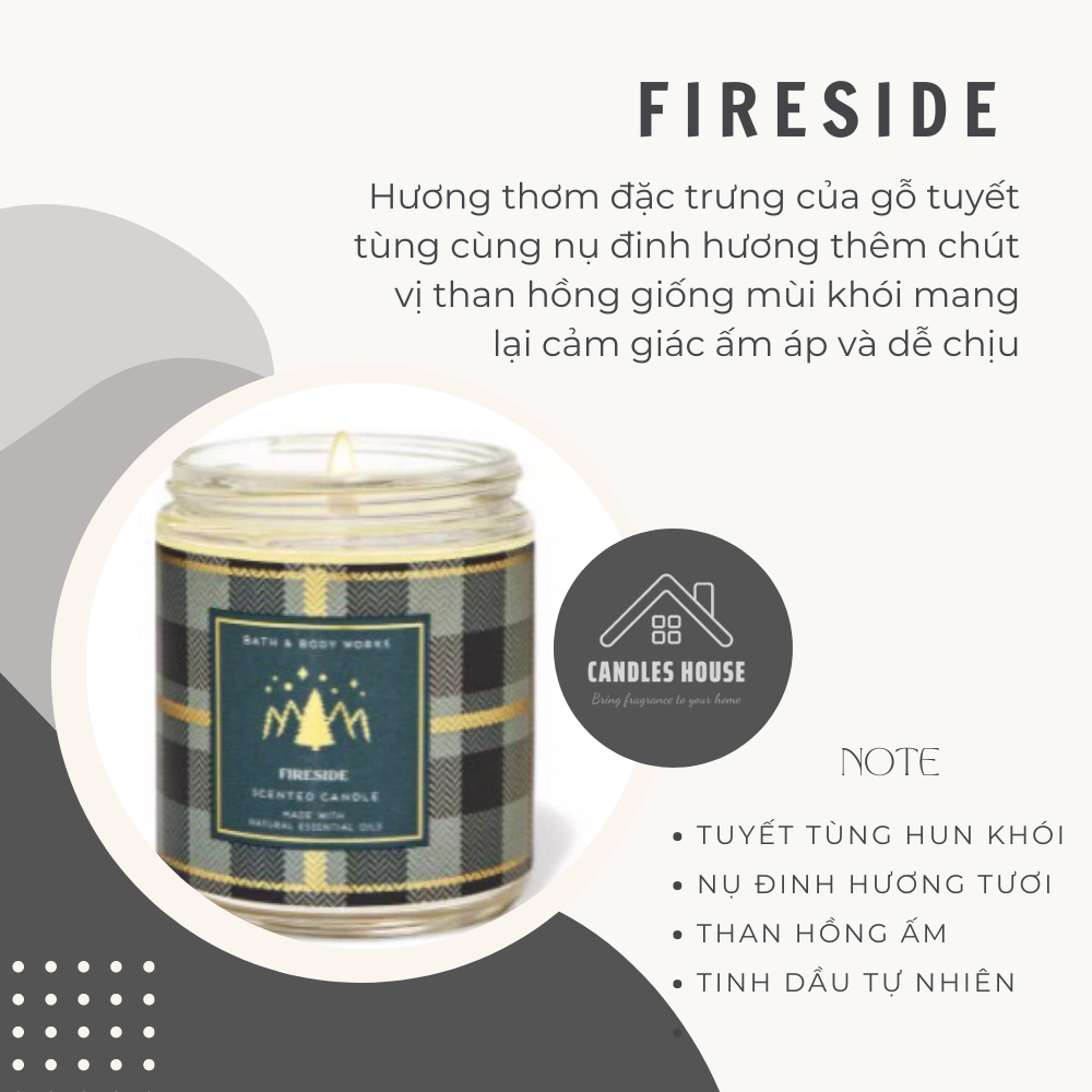 < BBW USA > Nến thơm Bath & Body Works FIRESIDE 1bấc 198g
