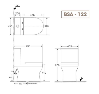 🌟[ CHÍNH HÃNG ] Bồn Cầu Basic Liền Khối BSA-122