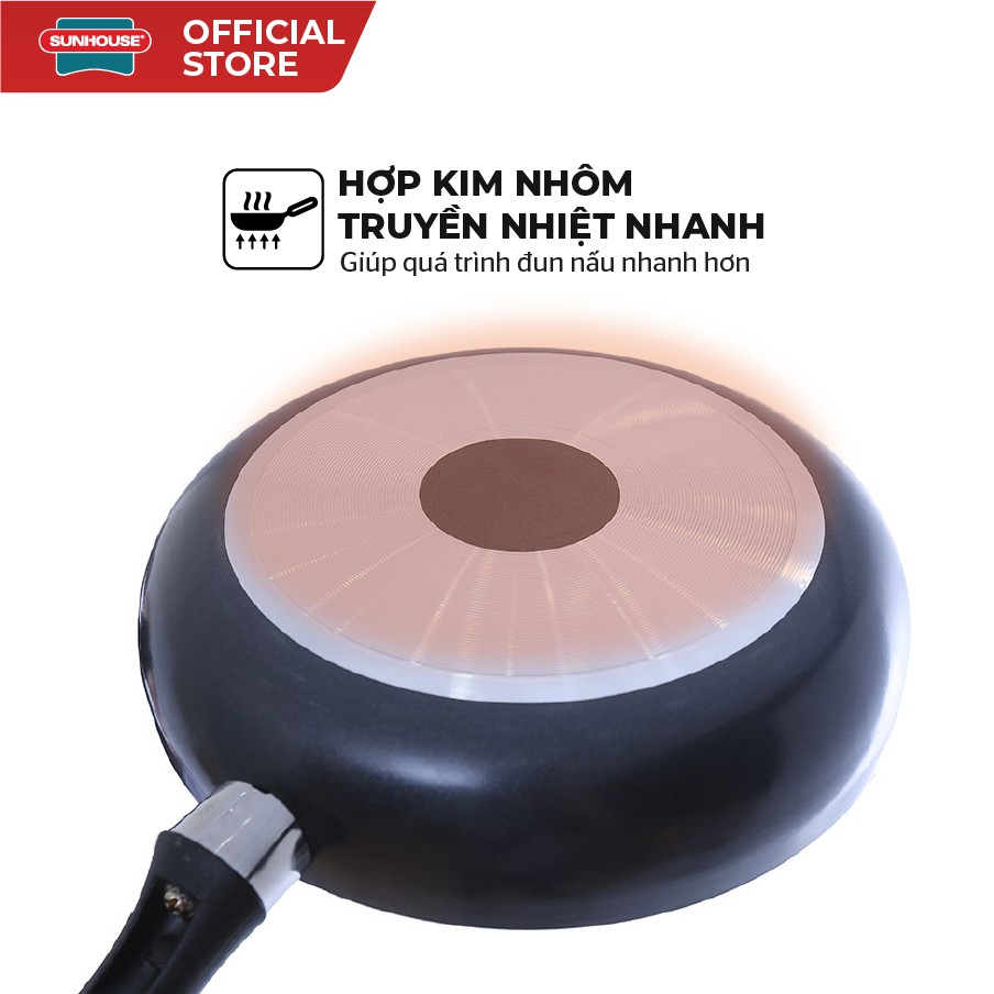 [ CHỐNG DÍNH MỸ ] Chảo sần Sunhouse phi 16-30cm (Đen)