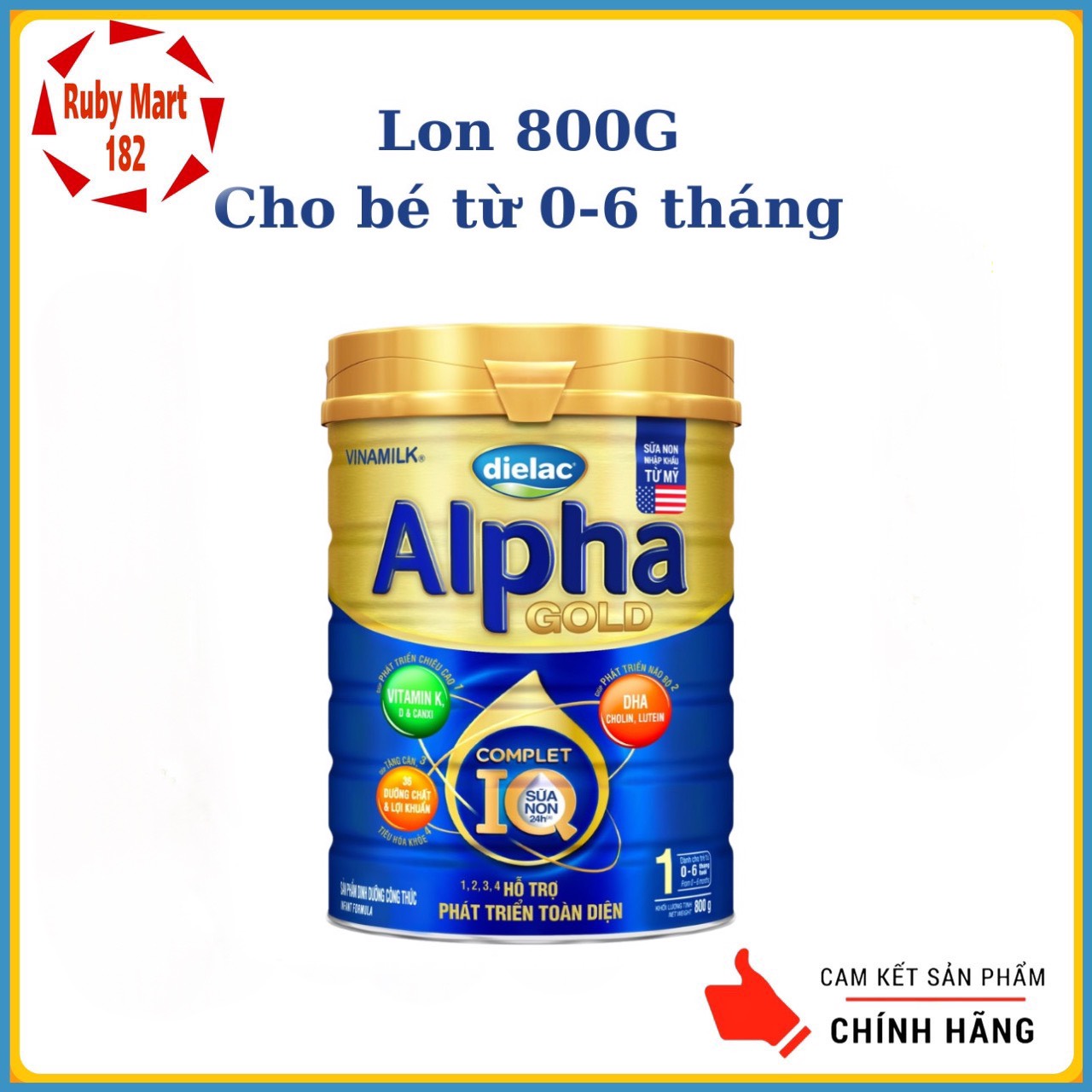 [Date 8.2025] Sữa Bột Dielac Alpha Gold 1 Lon 800g (Cho Trẻ Từ 0 - 6 Tháng)