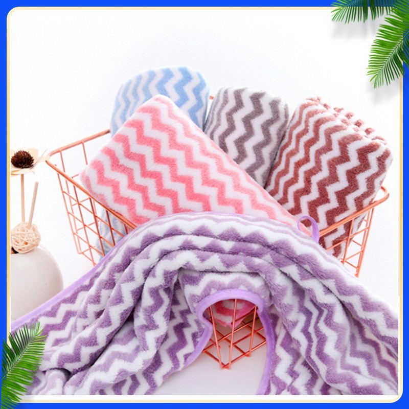Khăn Mặt Lông Cừu Xuất Hàn Vân Kẻ Sọc 00869