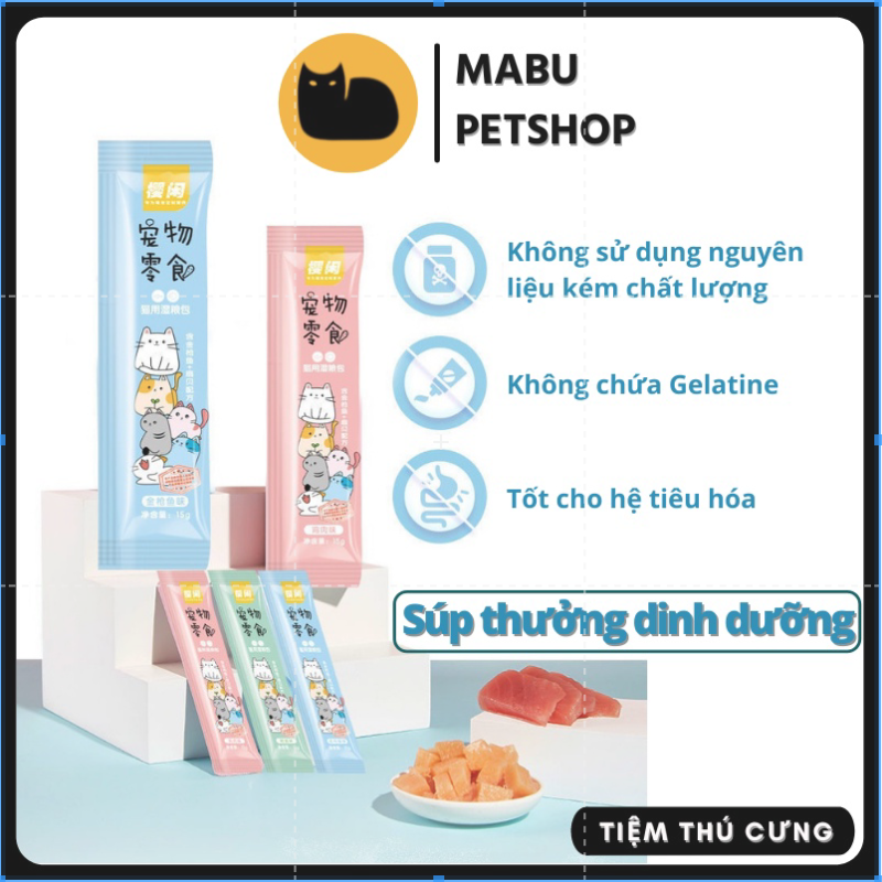 Thức ăn cho mèo súp thưởng SHIZUKA bổ sung dinh dưỡng 15gr 3 vị chất lượng giá rẻ