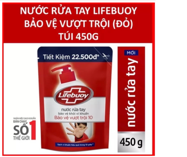 Túi nước rửa tay Lifebuoy đỏ 450ml hàng chính hãng