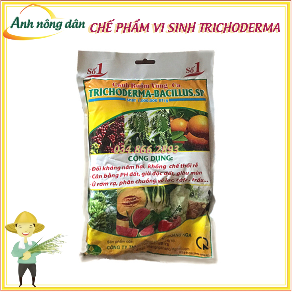 Gói 1 kg Chế phẩm sinh học Trichoderma chuyên ủ phân chuồng, phân hữu cơ, hạn chế nấm đất - Anh nông dân chính hiệu