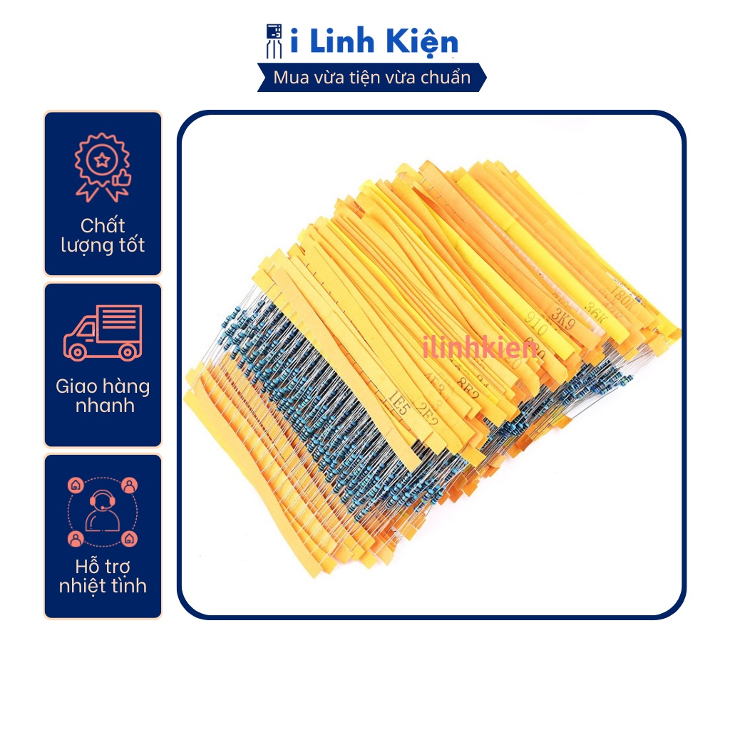 Điện trở vạch 1/4W 100K 1% chân đồng (50c)