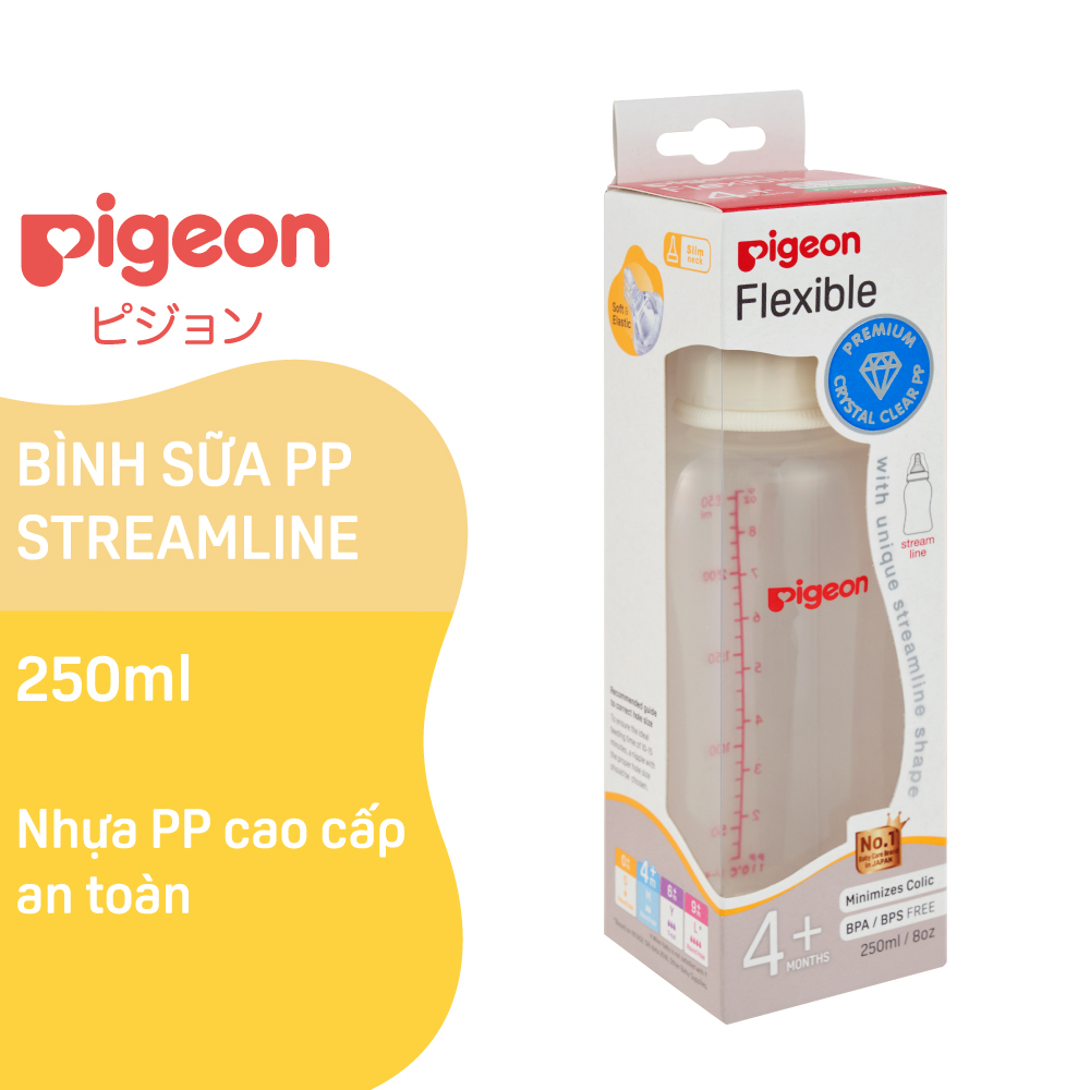 Bình sữa cổ hẹp PP Streamline 250ml Pigeon (M)