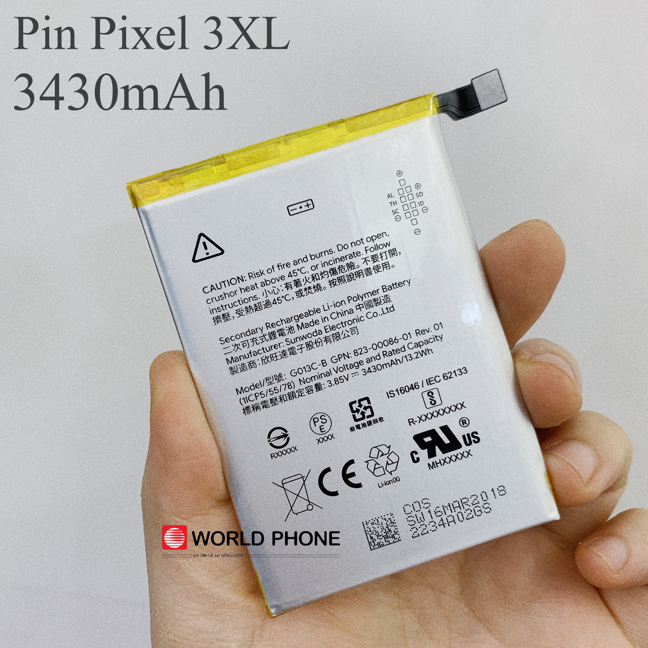 Pin mới Google Pixel 3XL kèm keo dán lưng