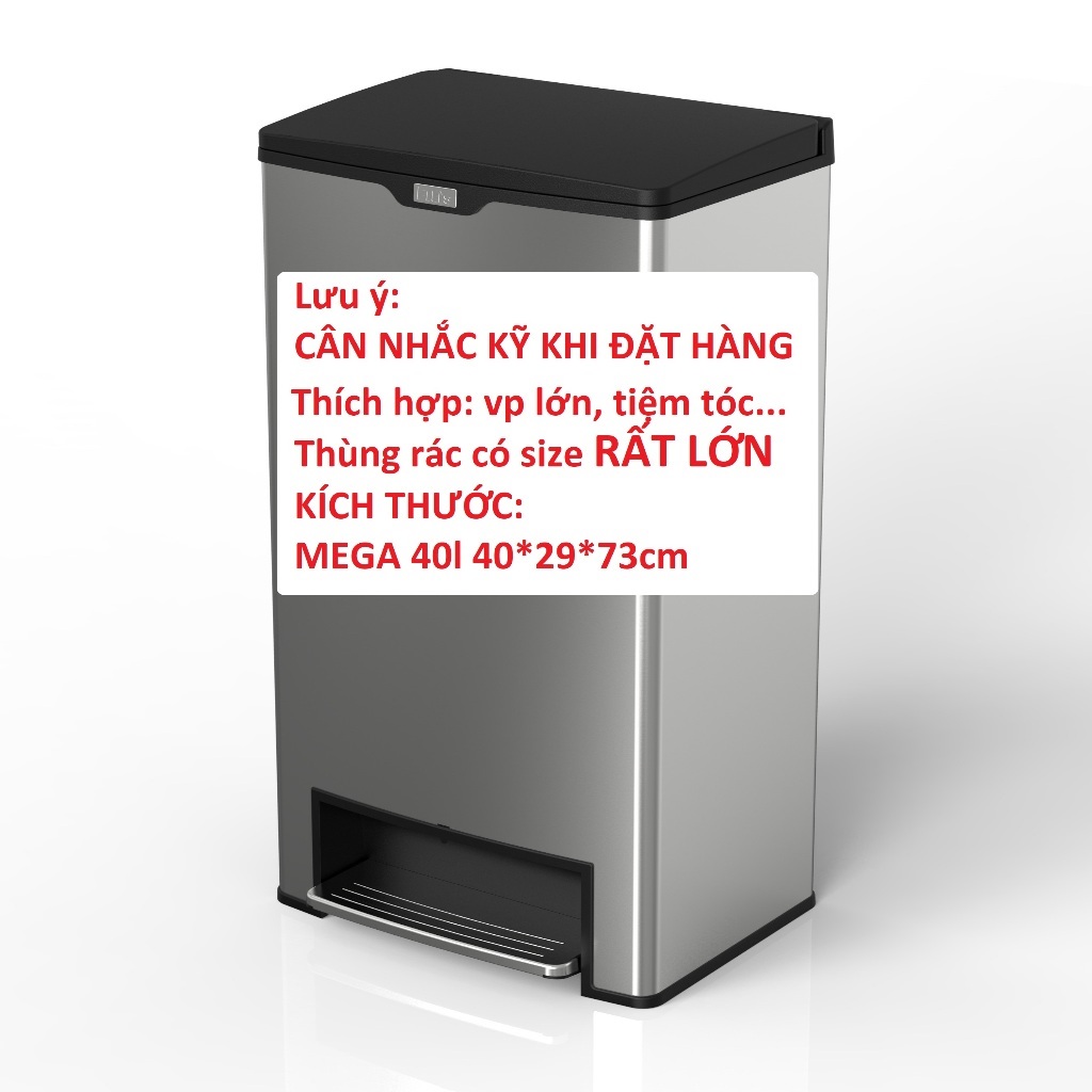 Thùng rác Fitis đạp lớn MEGA 40l 40*29*73cm