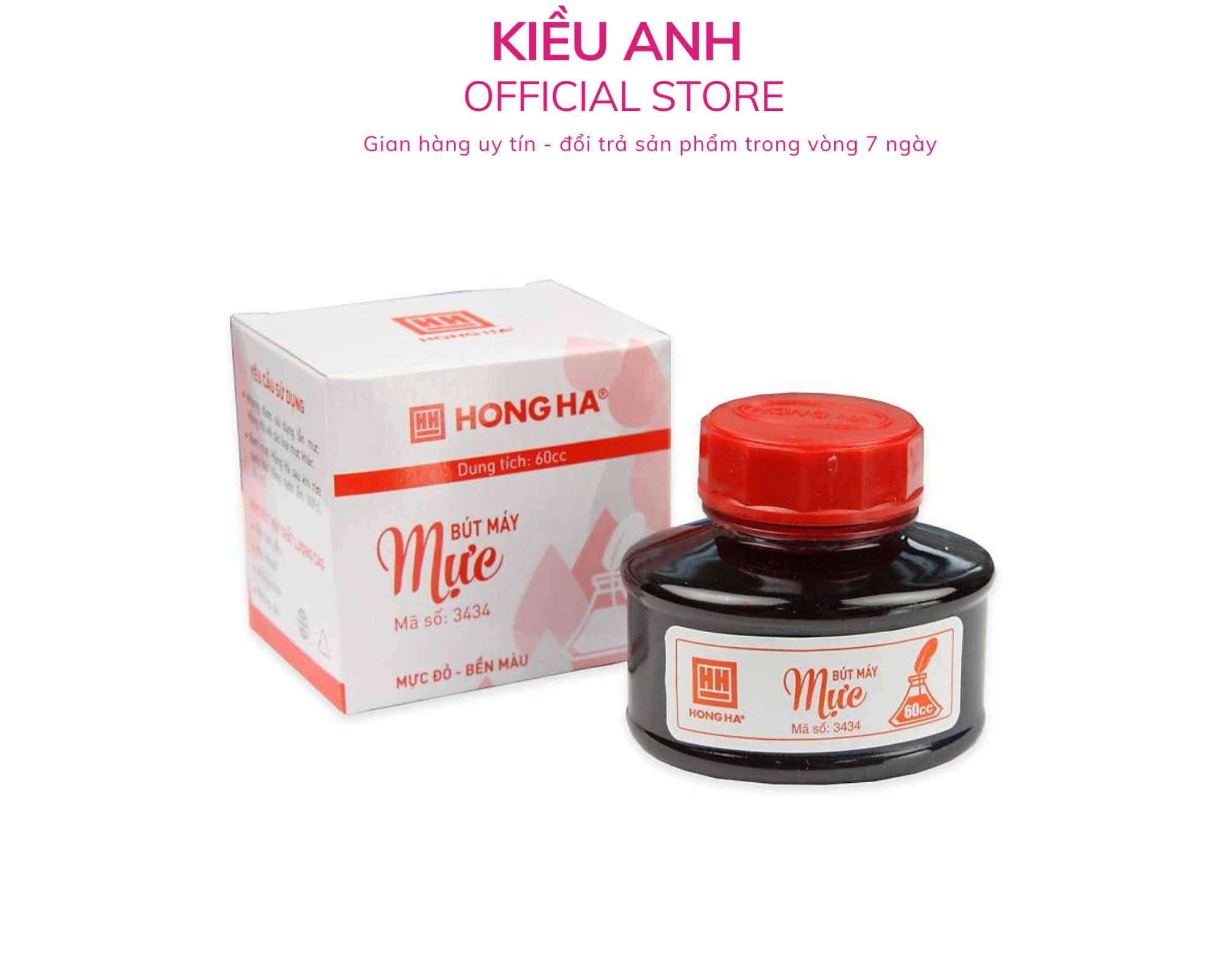 Mực lọ đỏ Hồng Hà 60 cc màu tím 60ml phù hợp cho học sinh, sinh viên