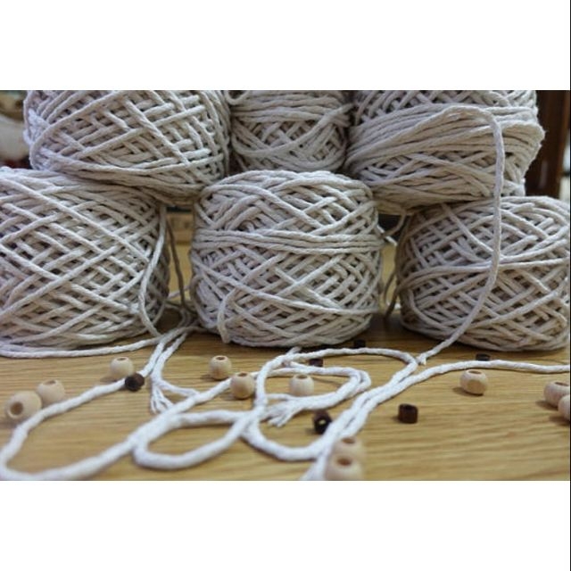 [HCM]1kg dây macrame 3-5mm cotton màu ngà