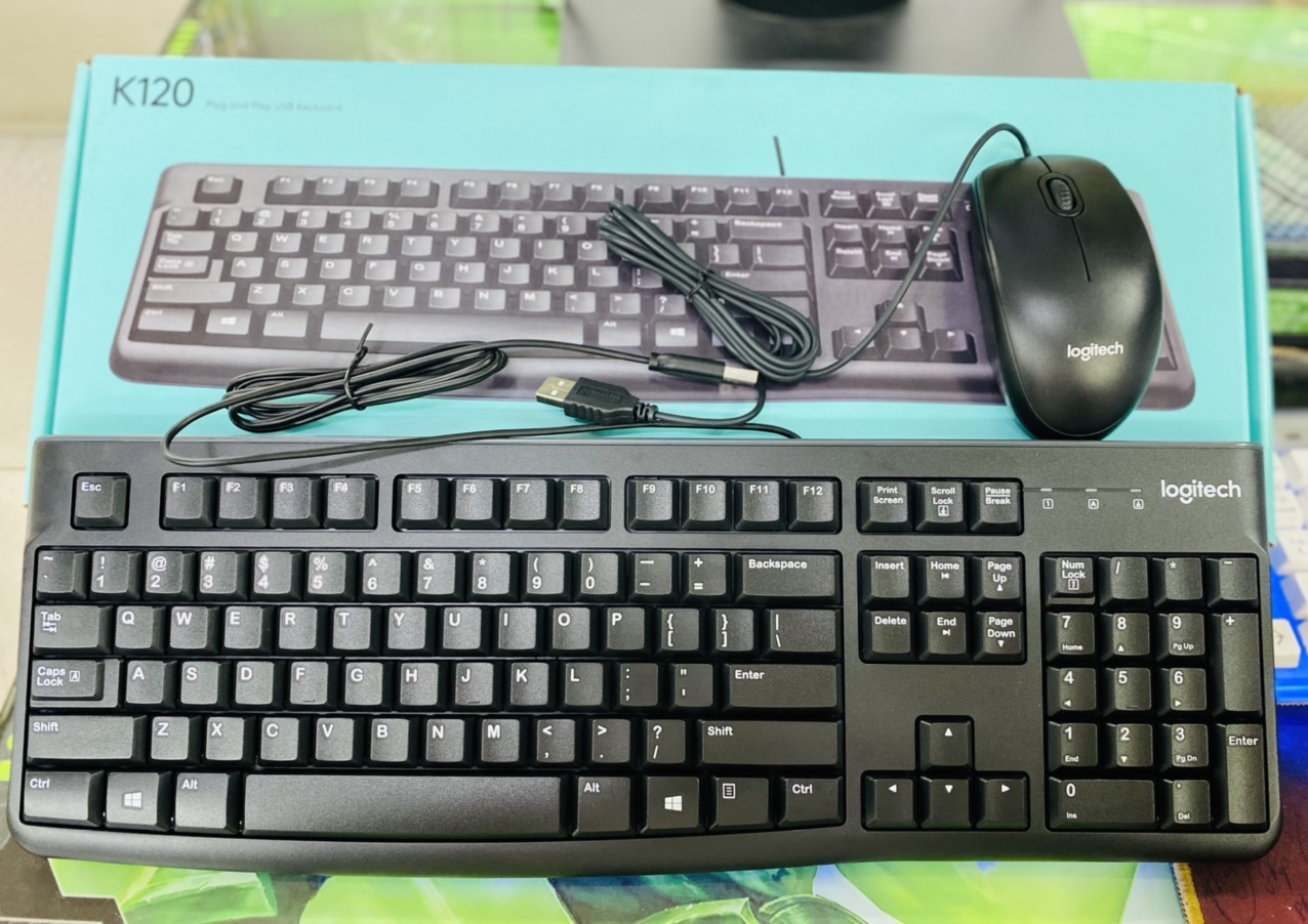 Bàn Phím Có Dây Logitech K120 Chuột Logitech B100 Chính Hãng