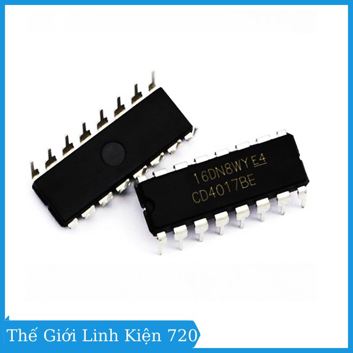 IC đếm thập phân CD4017 chân cắm DIP16 / chân dán SOP16