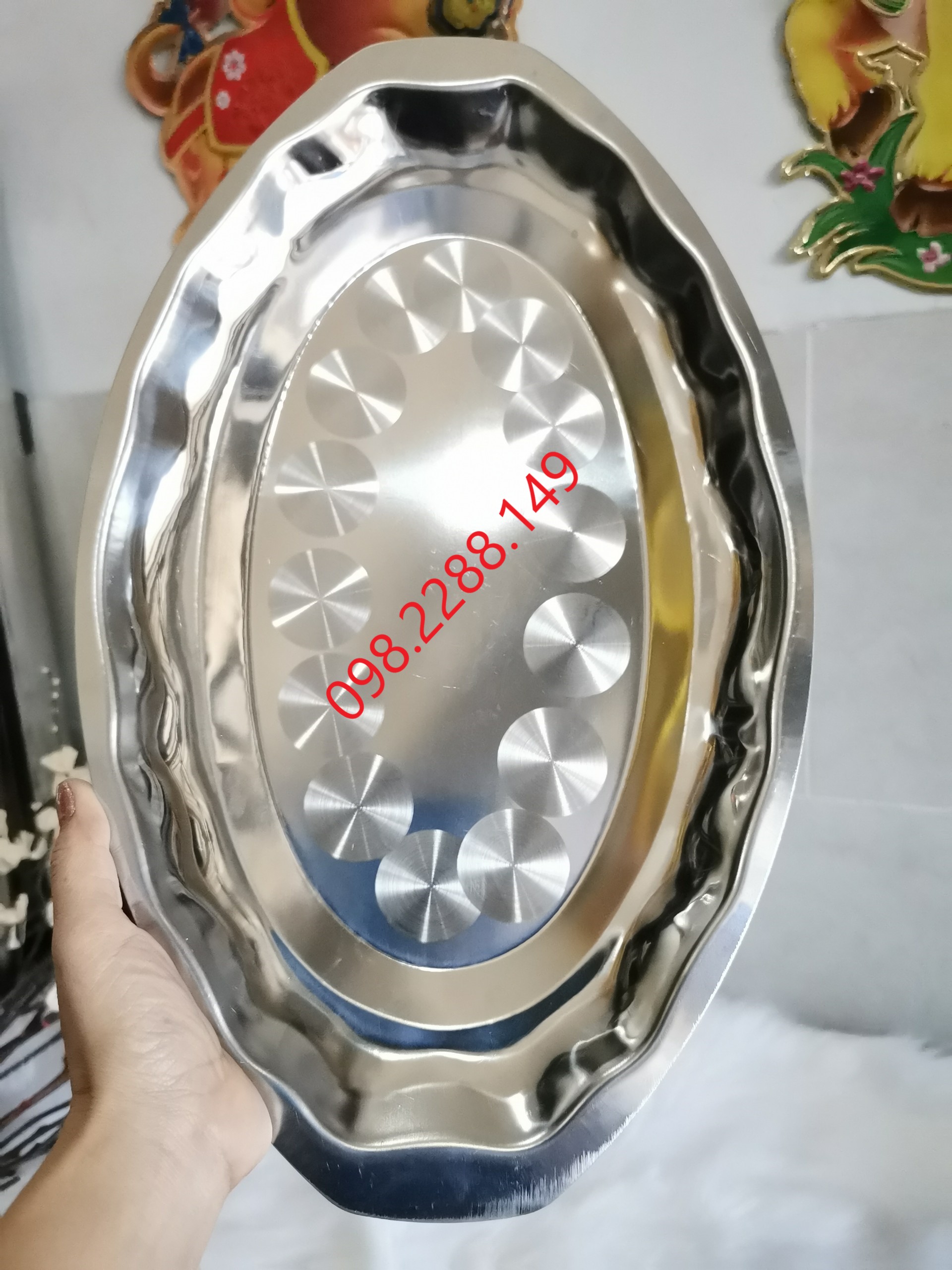Dĩa Hấp Cá Inox đẹp mắt đủ size (Ảnh shop tự chụp)
