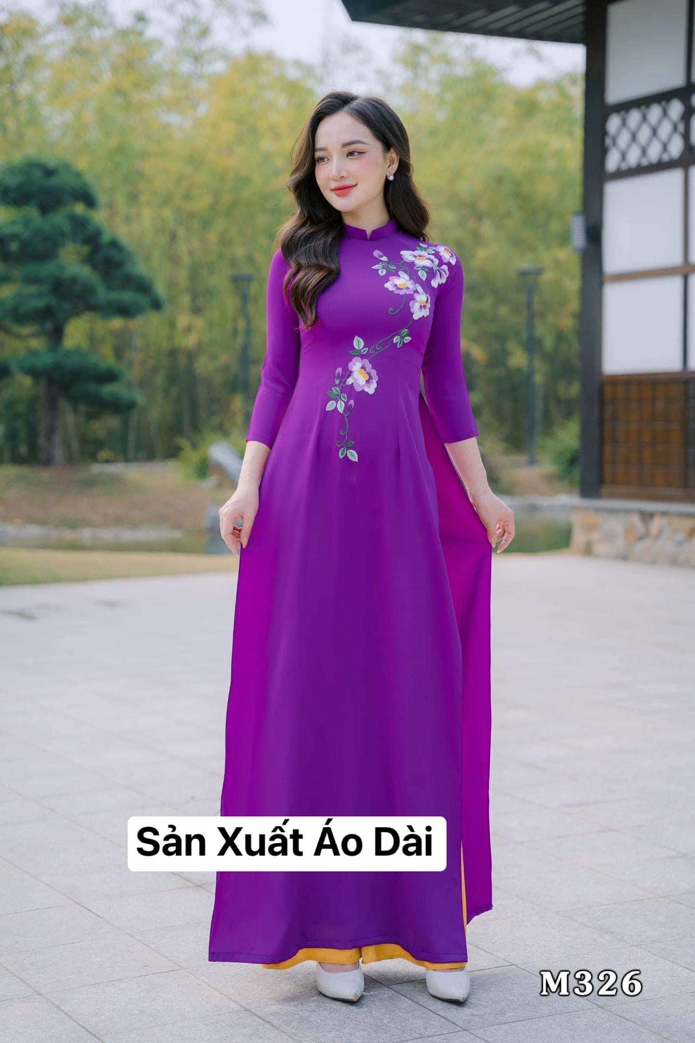 Áo dài lụa tây thi thêu cao cấp đủ size
