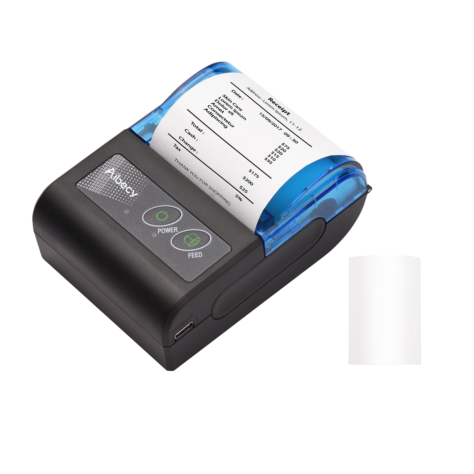 Aibecy Portable Thermal Printer Wireless USB Receipt Bill Ticket Printer with  58mm Print Paper Compatible with iOS Android Windows Fannlady