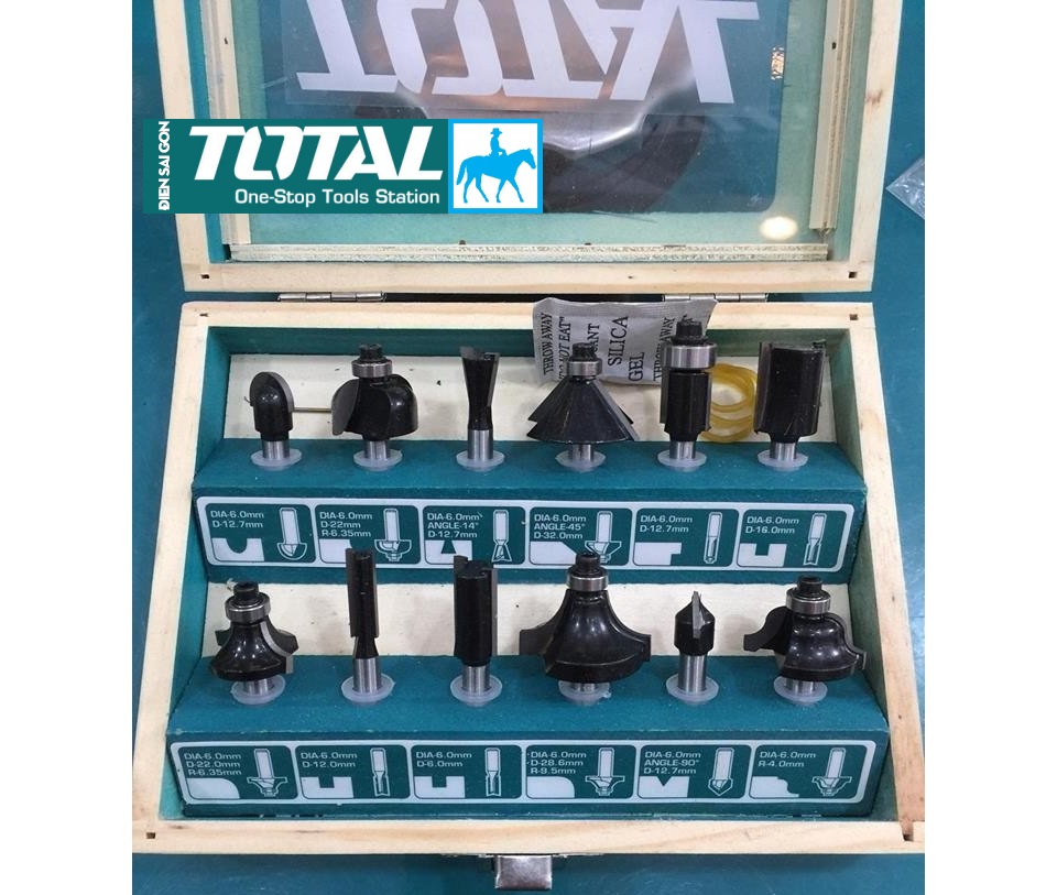 Bộ 12 mũi phay gỗ 6mm INGCO AKRT12141