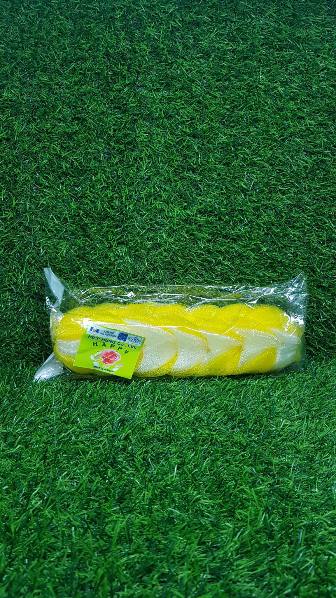 [HCM]Bông tắm lưới Happy dài ( màu ngẫu nhiên )