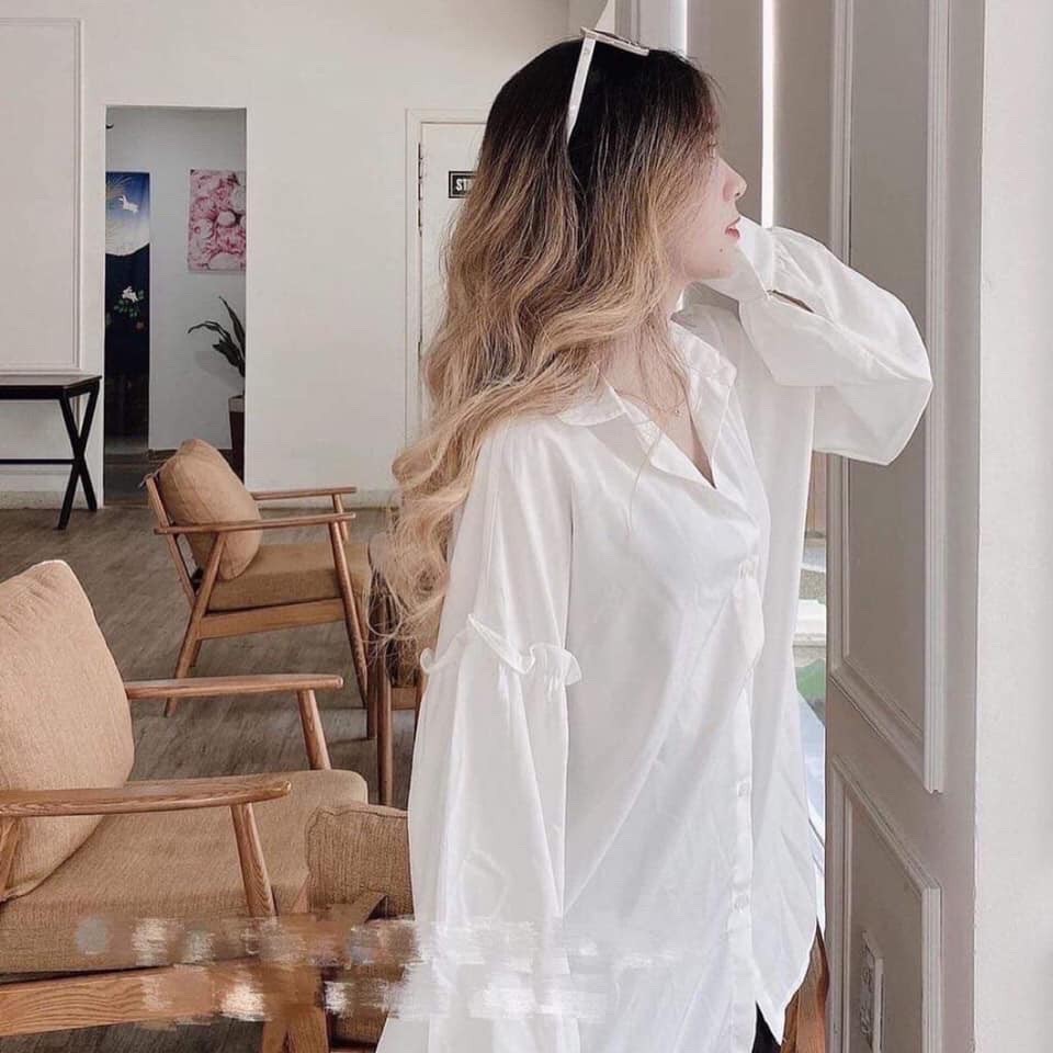 Áo sơ mi trắng nữ tay phồng dễ thương
