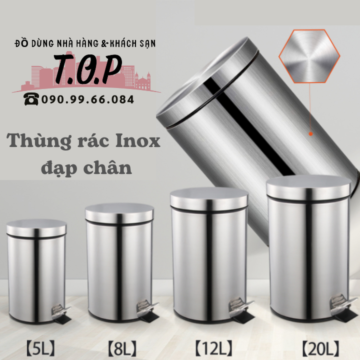 Thùng rác đạp chân Inox 12L (25 x 39.5cm)