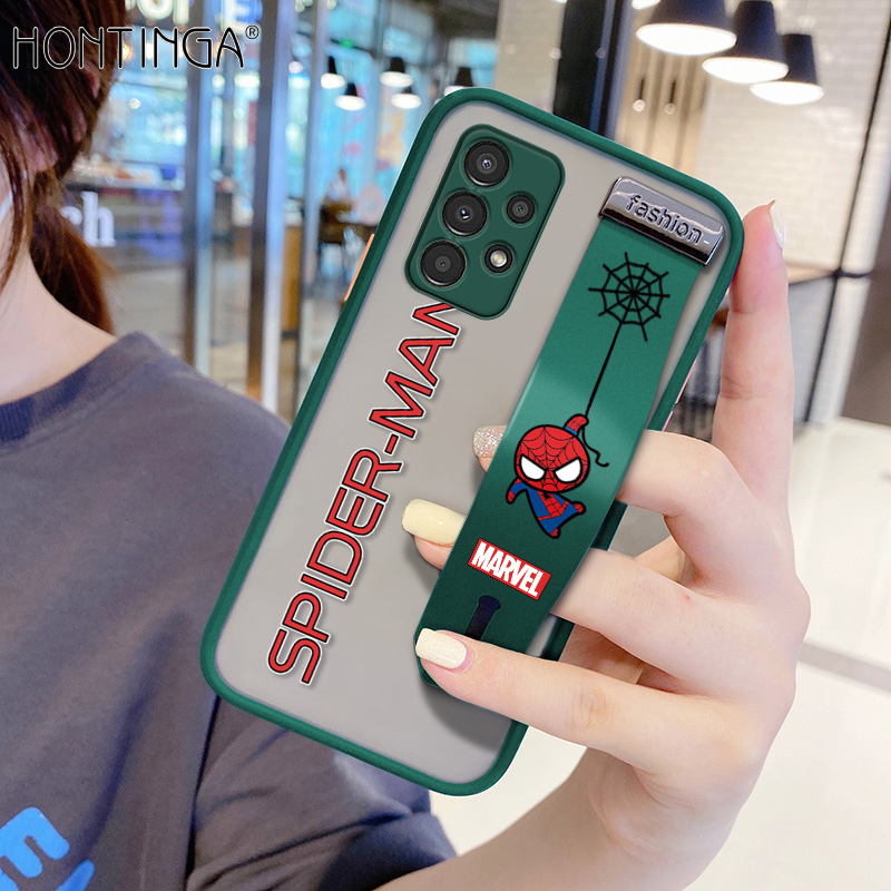 Hontinga Casing Case For Samsung Galaxy A13 4G Case Shockproof Marvel Spider-Man Cartoon Transparent Phone Case Soft Edge Full Lens Camera Protector Back Cover Hard Case For Boys
