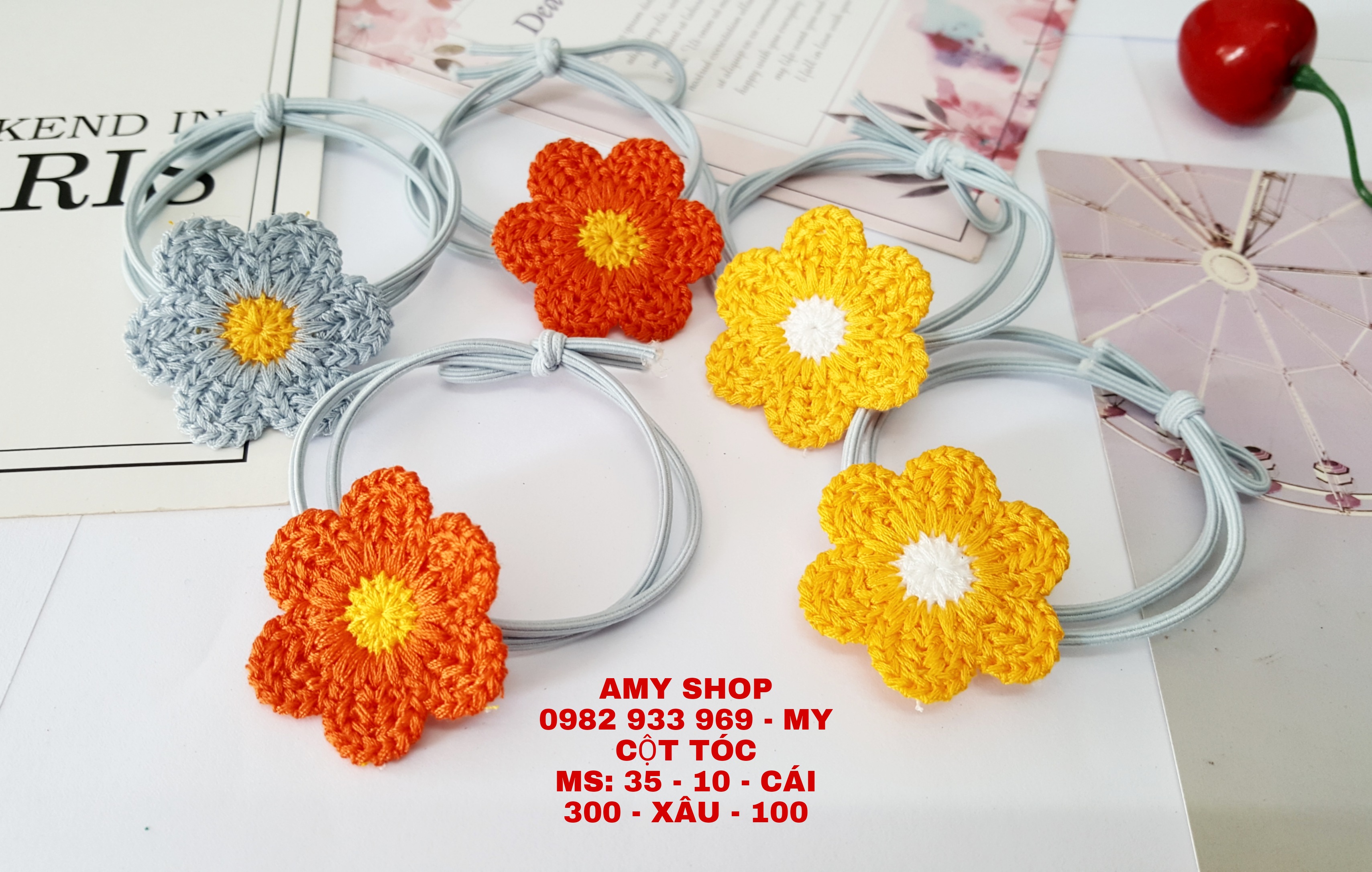 (GIÁ SỈ) 10 CÁI CỘT TÓC LEN HOA