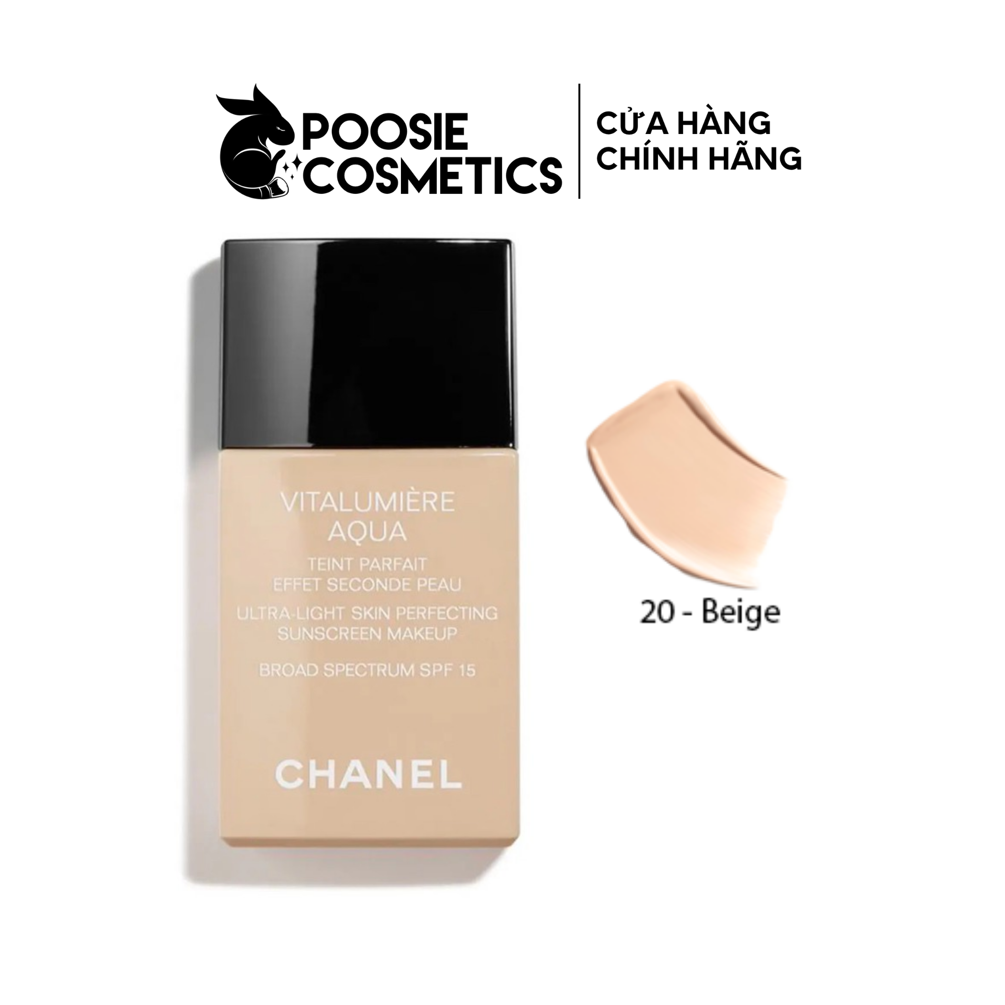 Kem Nền Chanel Vitalumiere Aqua UltraLight Skin Perfecting Makeup SPF15  30ml (20 beige) 