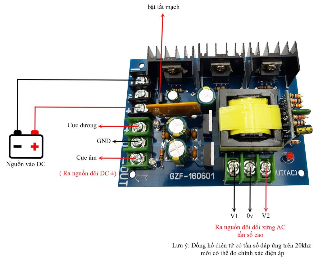 Module chuyển đổi 12VDC-24VDC ra nguồn đôi 12V-24V