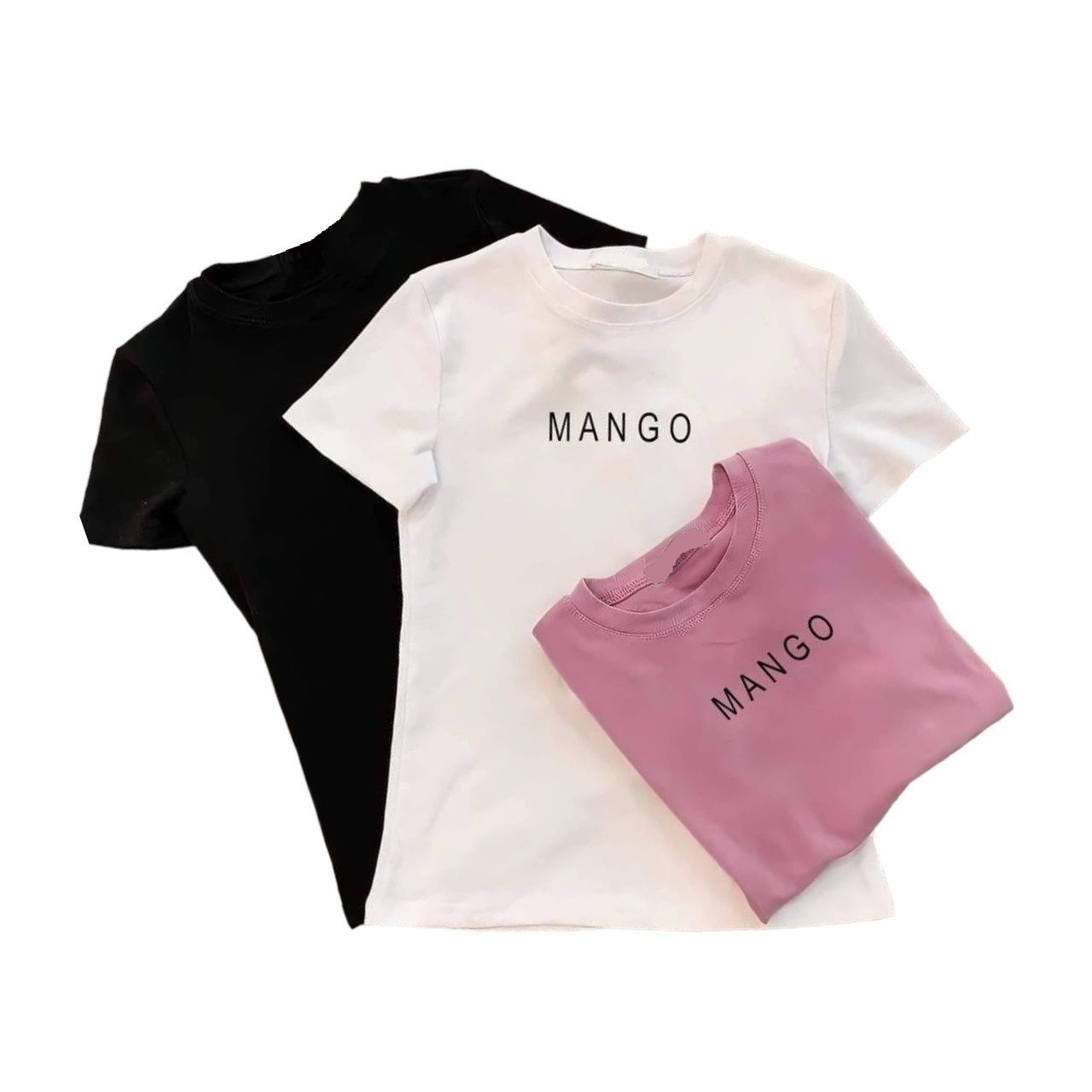 ÁO THUN NỮ MANGO CỔ TRÒN THUN COTTON MG01 - ĐEN
