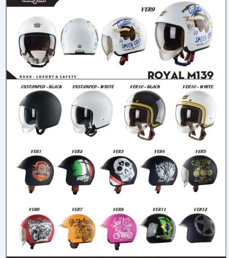 Nón bảo hiểm 3/4 đầu kính âm cao cấp Royal M139 tem