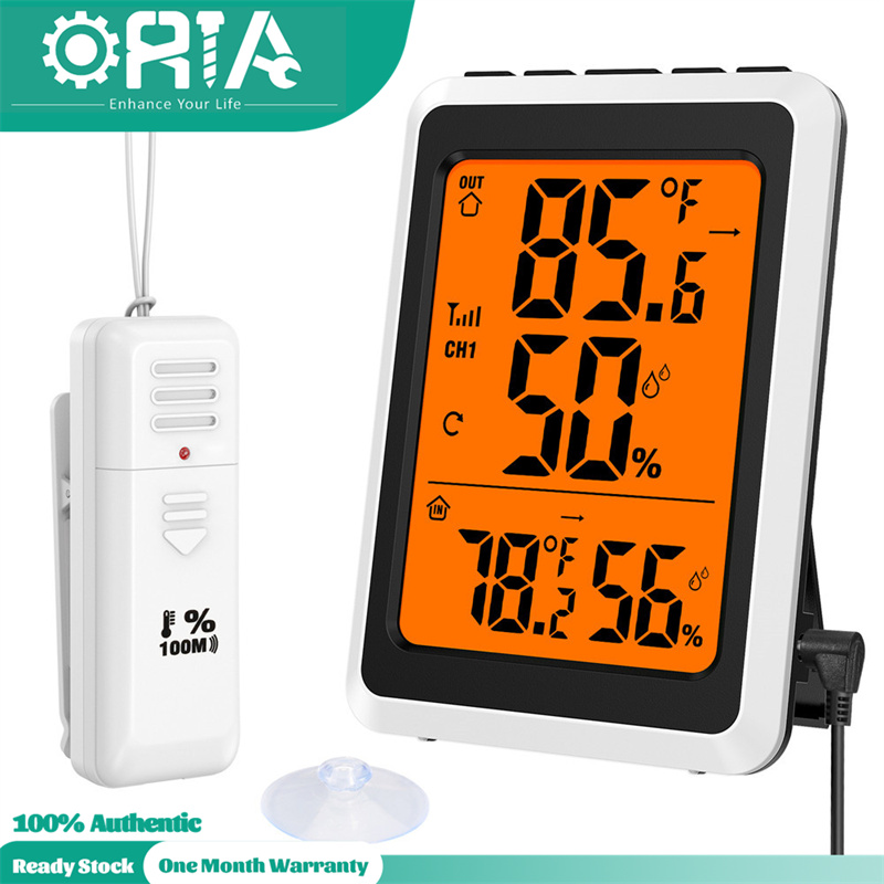 ORIA Digital Wireless Hygrometer Indoor Outdoor Thermometer Humidity with Touchscreen and Backlight, Temperature Humidity Monitor for Home Office Greenhouse