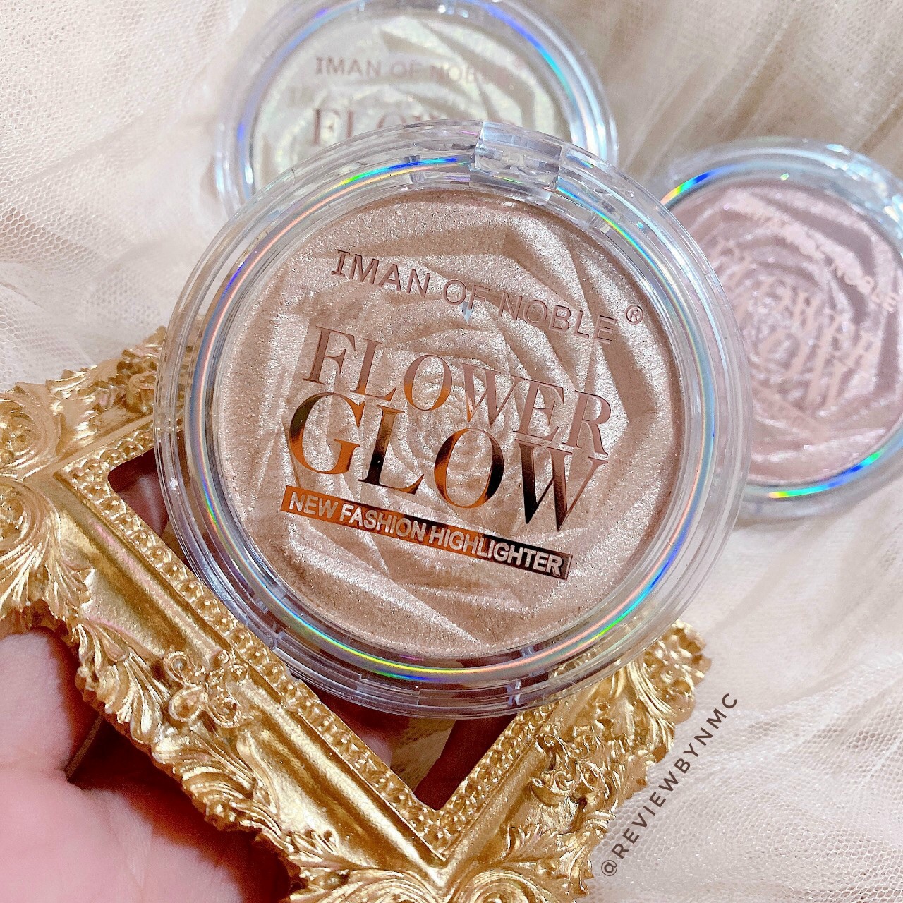 phấn bắt sáng iman hoa hồng flower glow highlighter 3D