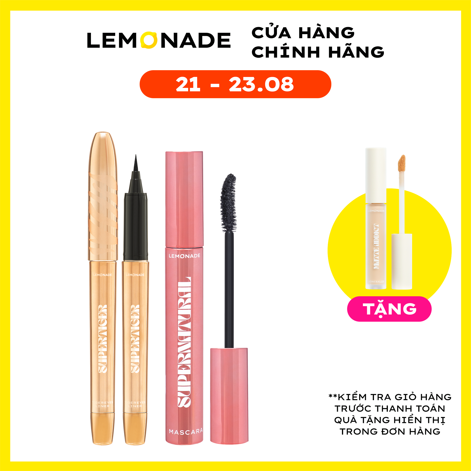 Combo Lemonade bút kẻ mắt SuperTiger Micro Eyeliner 1g và Chuốt mi SuperNatural Mascara 7.5g