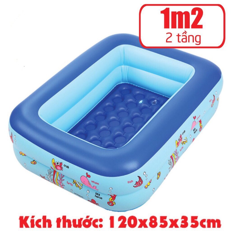 [HCM][Tặng 50 Bóng nước] Bể phao 1m20 loại dày 2 tầng tặng kèm miếng vá - bể bơi cho bé - Chọn mua kèm bơm điện khi đặt hàng