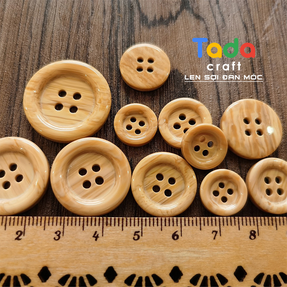 (Set 10 cái) Nút vân gỗ nhựa bóng