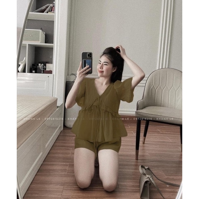 [Ảnh thật /Videos] Set Sơ mi rộng mềm mịn mặc lên siêu xinh hot trend