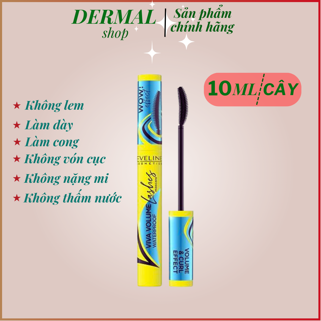 ( Tặng hộp bông tăm Care4u ) Mascara Eveline Viva Volume không lem, làm dày, cong mi 10ML