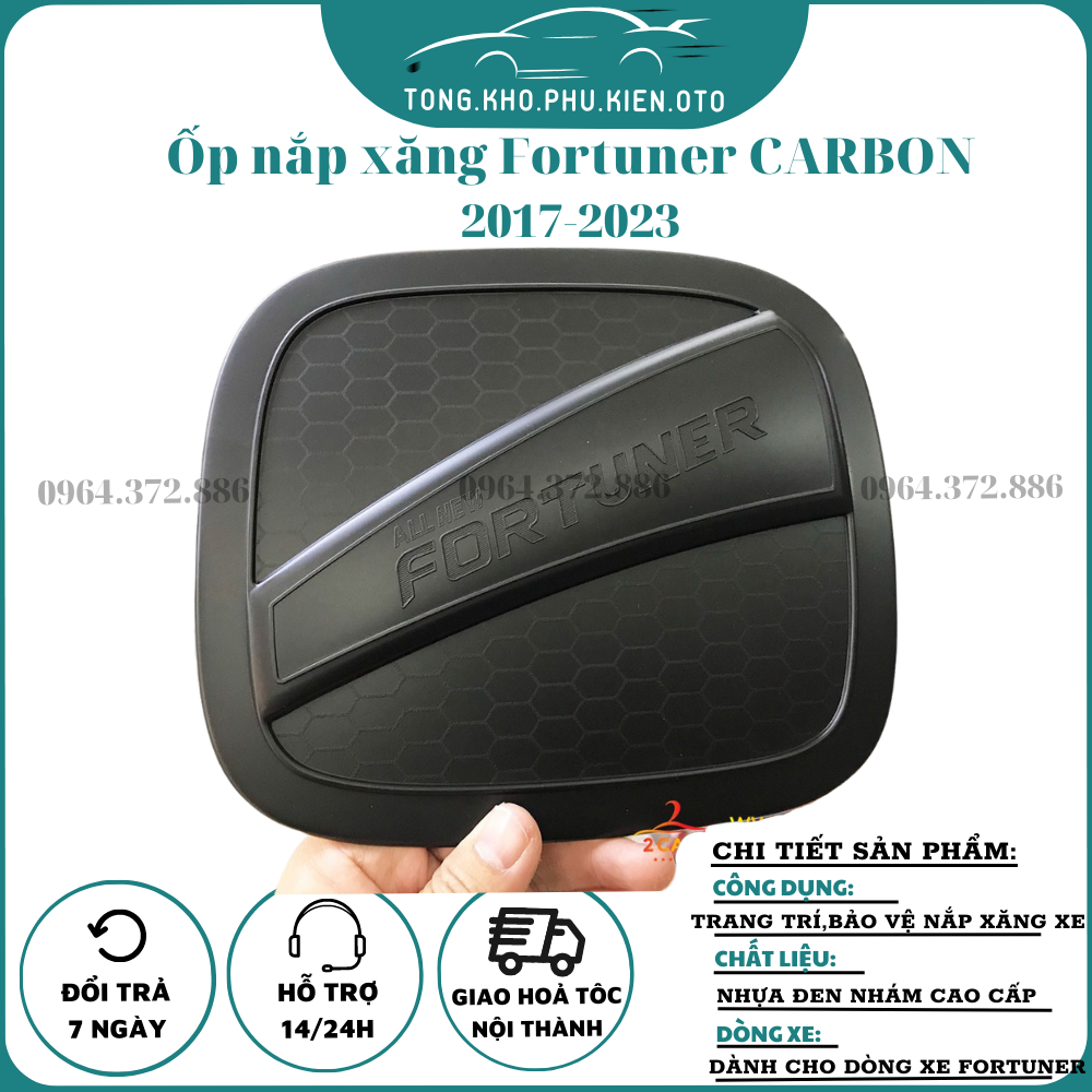 Ốp nắp bình xăng xe toyota fortuner 2017- 2018- 2019 - 2020- 2021- 2022- 2023 loại nhựa đen nhám