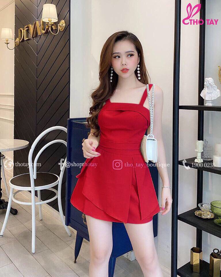 [HCM]sét váy rời áo 2 dây + chân váy xếp li