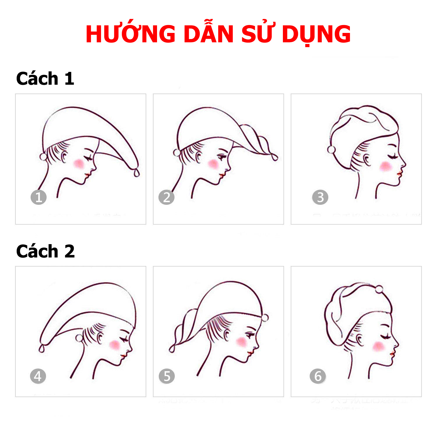 Khăn quấn tóc, mũ trùm đầu thấm nước làm khô tóc (MTD06)
