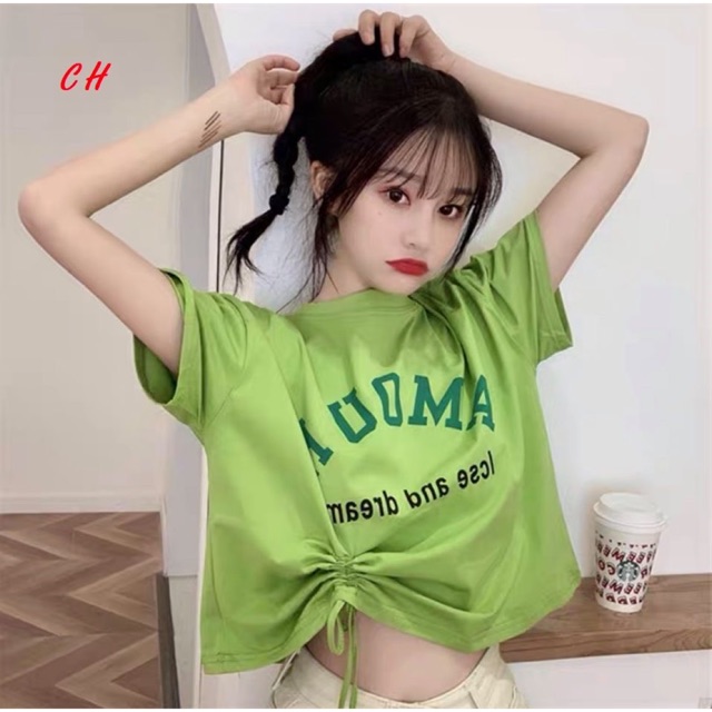 [HCM]Áo croptop rút eo AMOUR (Nhiều màu)