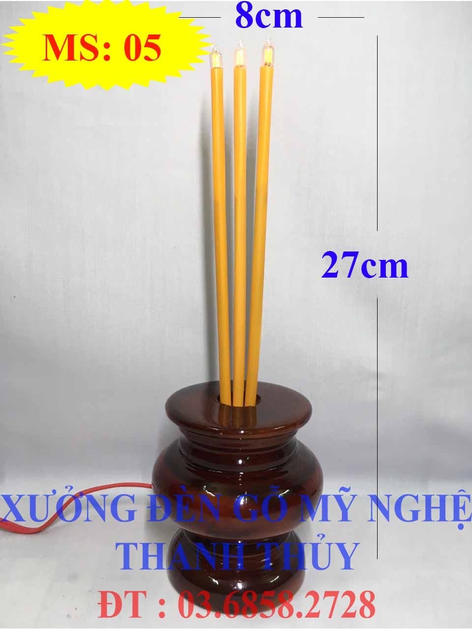 Lư nhang bàn thờ điện hàng chất lượng - Mẫu lớn - gỗ tràm MS 05