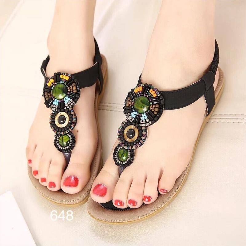 [HCM]Giày sandal đính đá - màu kem