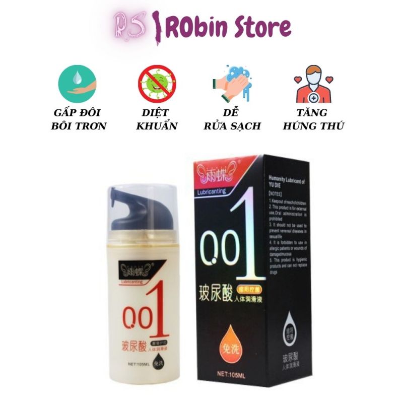 Gel bôi trơn Hyaluronic Acid 001, Đen kháng khuẩn, tăng khoái cảm cho chị em phụ nữ, lọ 105ml - ROBIN STORE