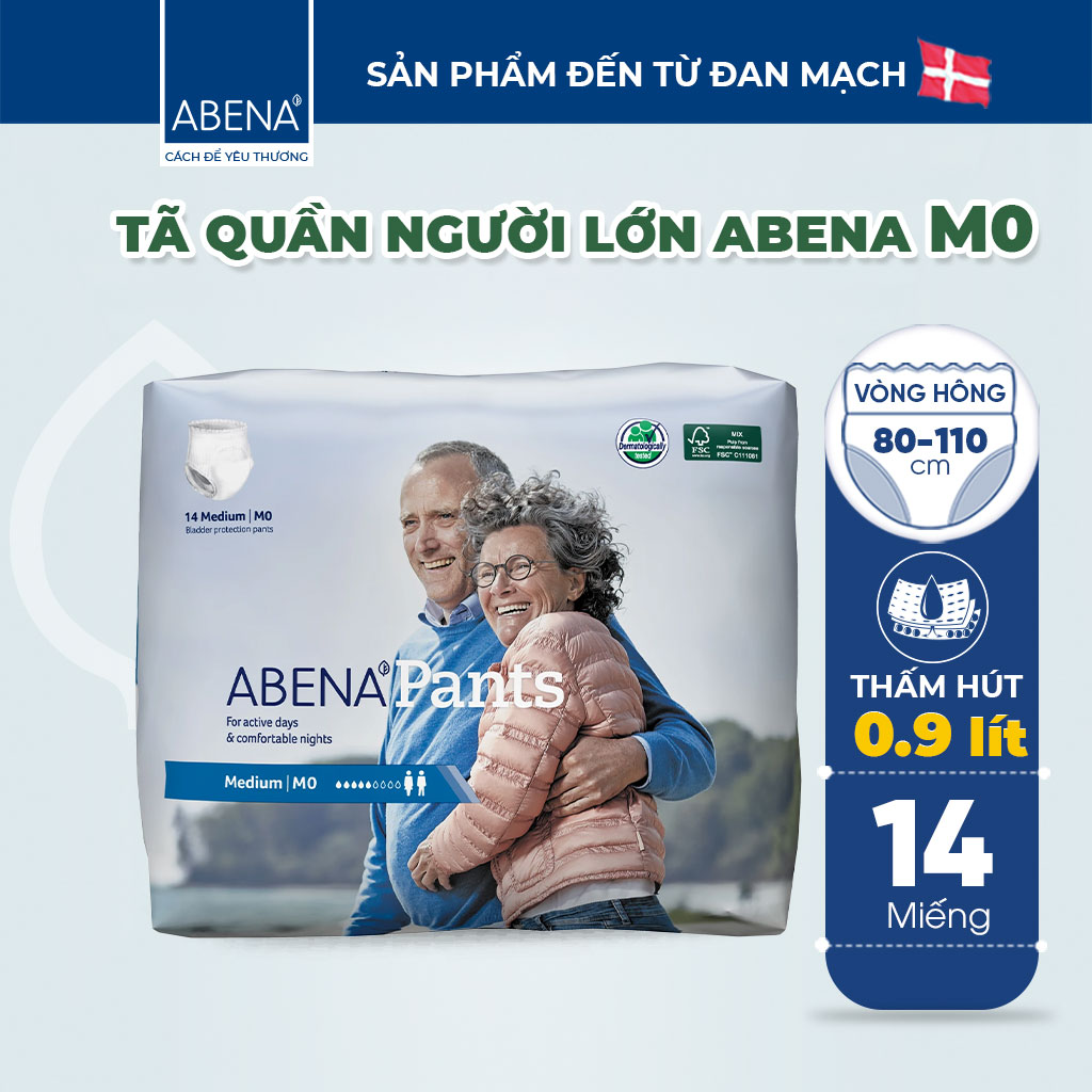 Tã quần người lớn Abena Pant M0 - Nhập khẩu Đan Mạch (Gói 14 miếng)