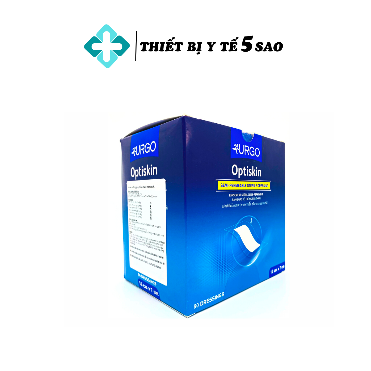 Băng cá nhân vô trùng có gạc vô trùng không thấm nước Optiskin 10cmx7cm
