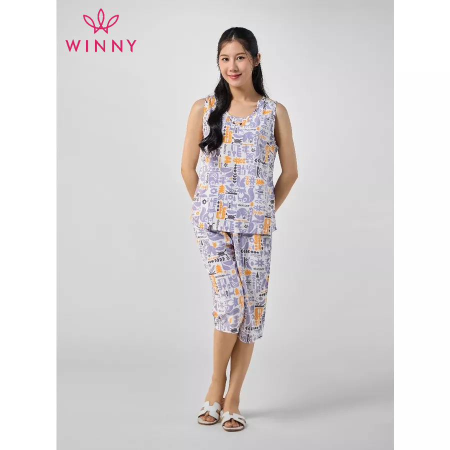 Winny - bộ đồ lanh sát nách quần ngố mặc nhà 2mnla23021s