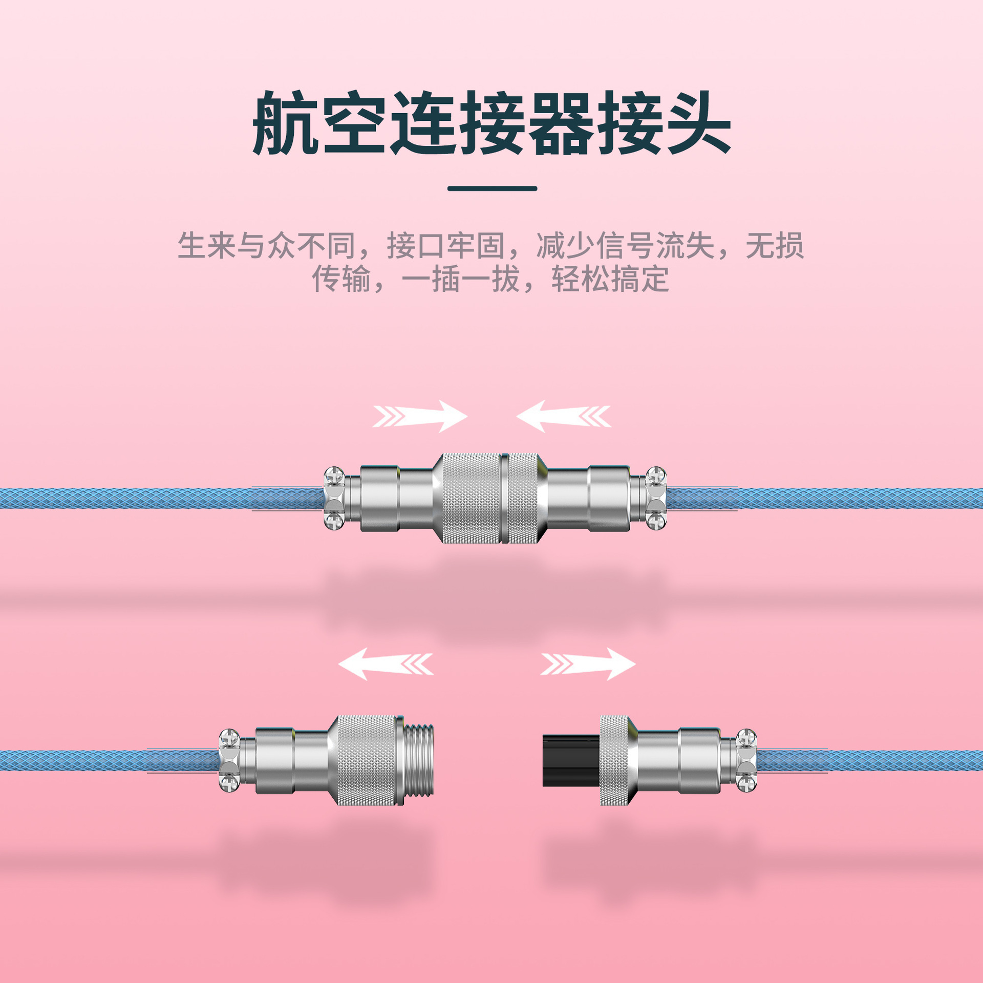 Mechanical Keyboard Data Cable TYPE-C Plug-In Cable Detachable Keyboard Cable Gaming Keyboard Metal Usb Head ided Stretchable Data Cable