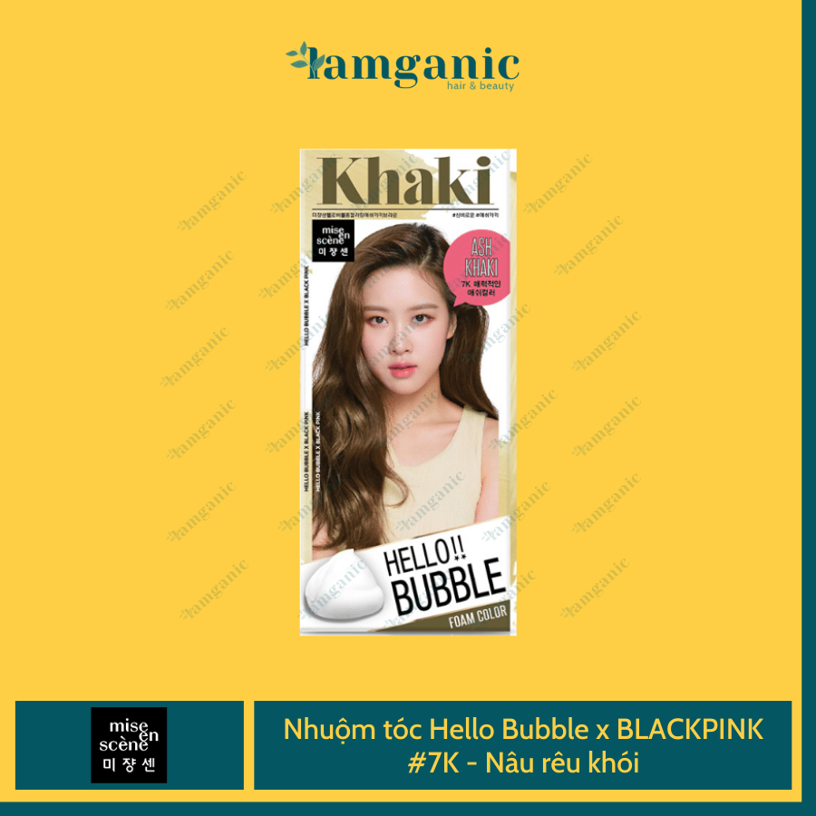 [Chính Hãng Mise En Scene] Thuốc Nhuộm Tóc Dạng Bọt Hello Bubble Foam BlackPink - Màu Ash Khaki Brown (Xanh rêu khói)